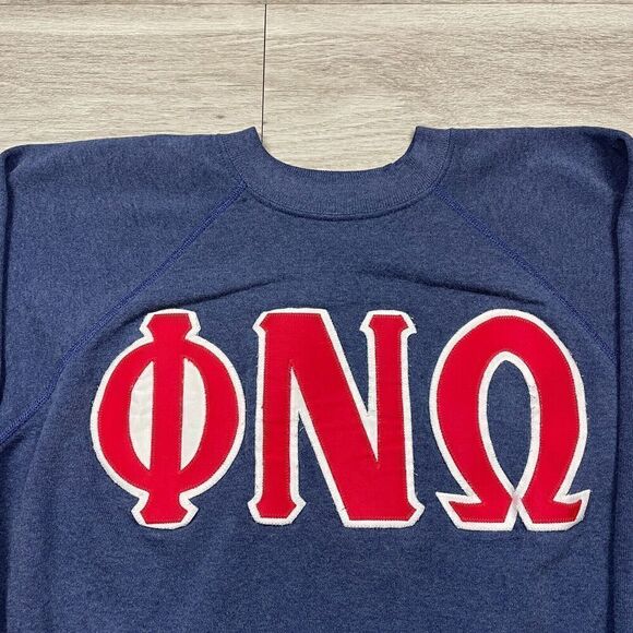 Vintage Sweatshirt Mens Large Blue 90s College Fraternity Crewneck - Picture 2 of 9